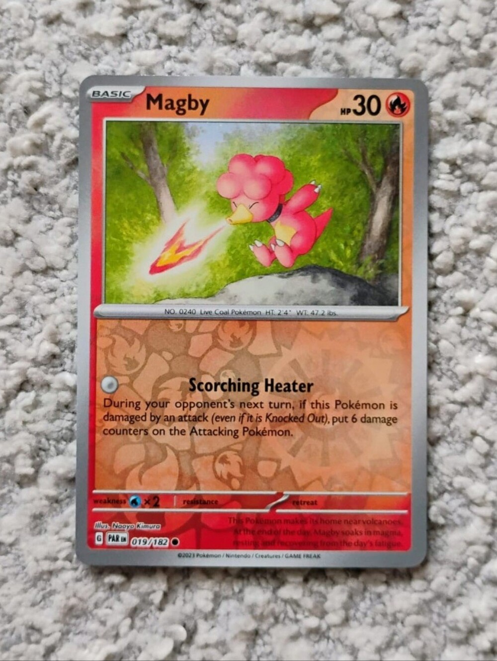 POKEMON TCG Card Magby Reverse Holo Paradox Rift 019/182 PZ